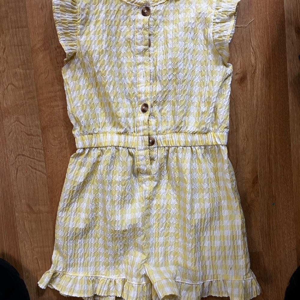 Nannette Yellow & White Gingham Ruffle Romper